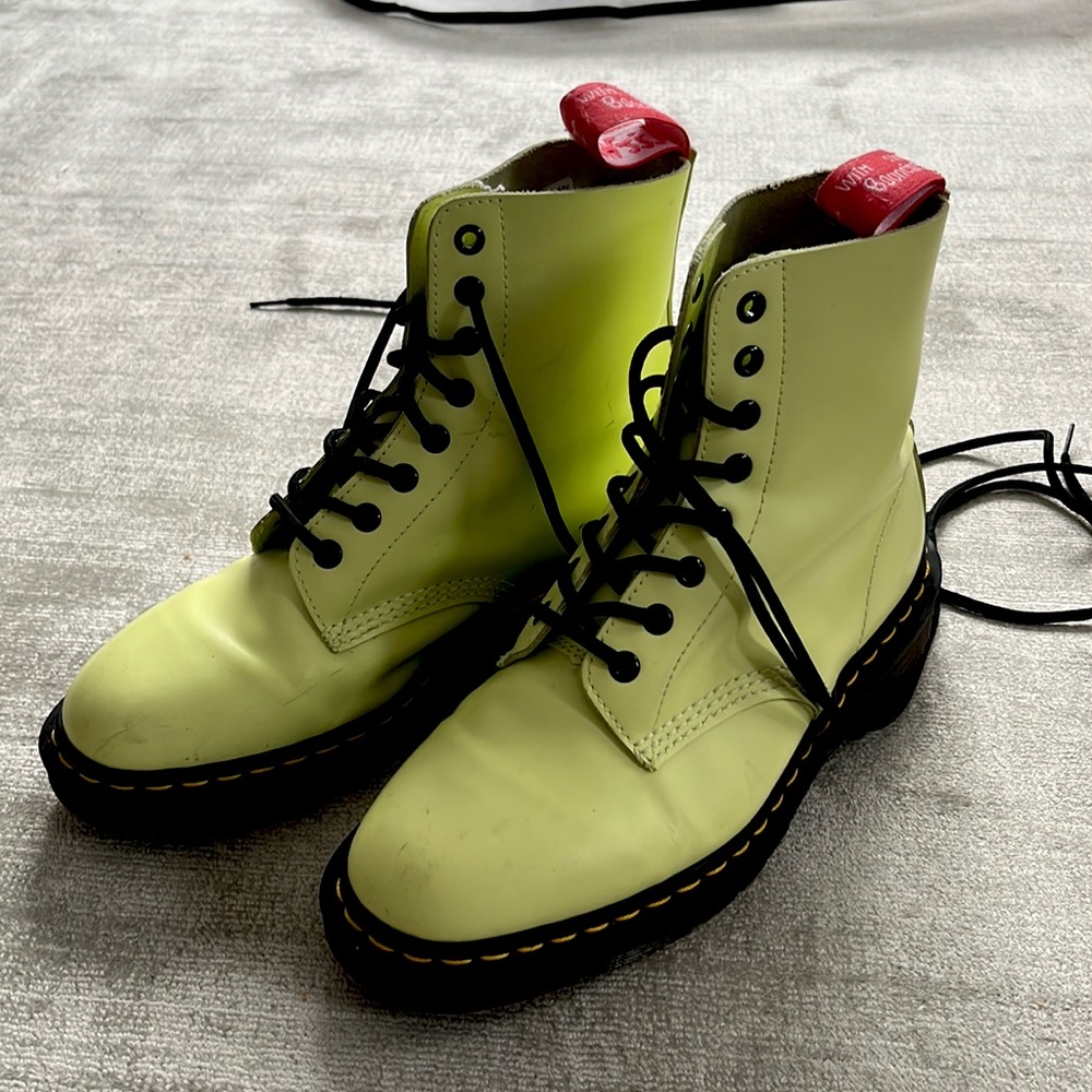 Doc martens x Undercover collab pastel neon lime boots size 6 (fits 9 women)